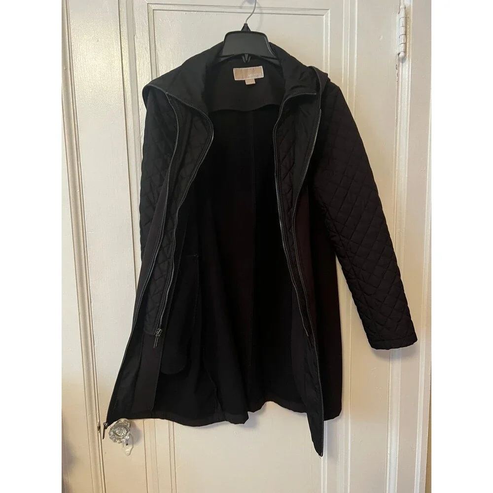 Michael Kors long coat jacket waterproof quilted sleeve hooded